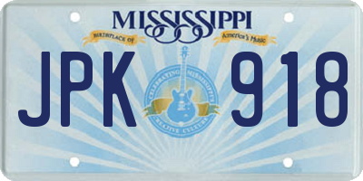 MS license plate JPK918