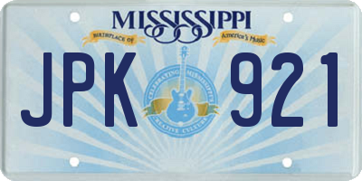 MS license plate JPK921