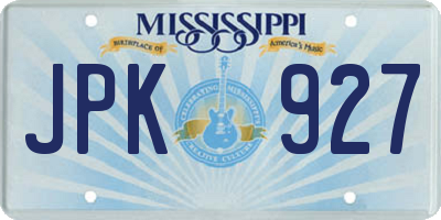 MS license plate JPK927