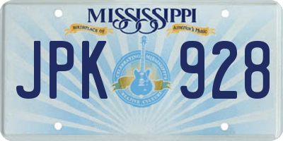 MS license plate JPK928
