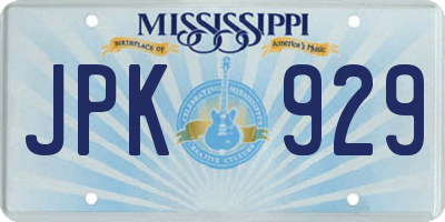 MS license plate JPK929