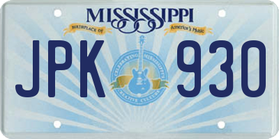 MS license plate JPK930