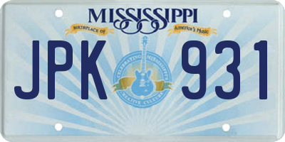 MS license plate JPK931