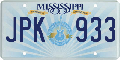 MS license plate JPK933