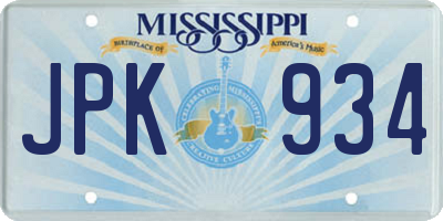 MS license plate JPK934