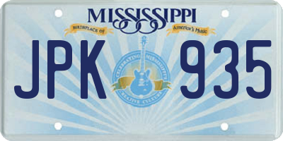MS license plate JPK935