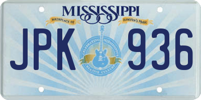 MS license plate JPK936