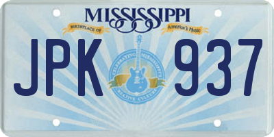MS license plate JPK937