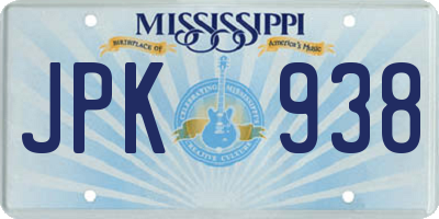 MS license plate JPK938