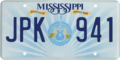 MS license plate JPK941