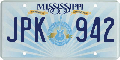MS license plate JPK942