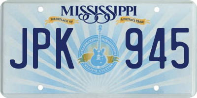 MS license plate JPK945