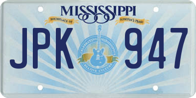MS license plate JPK947