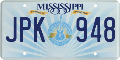 MS license plate JPK948