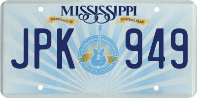 MS license plate JPK949