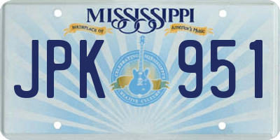 MS license plate JPK951