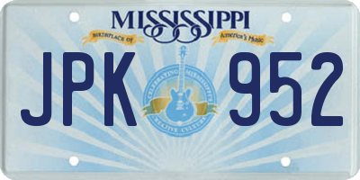 MS license plate JPK952