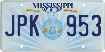 MS license plate JPK953