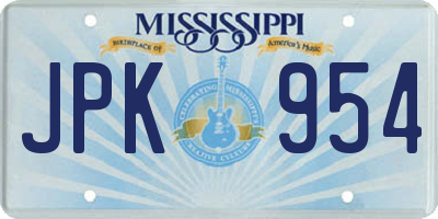MS license plate JPK954