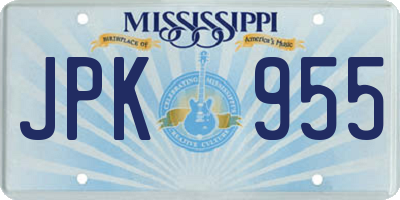 MS license plate JPK955