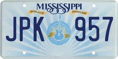 MS license plate JPK957
