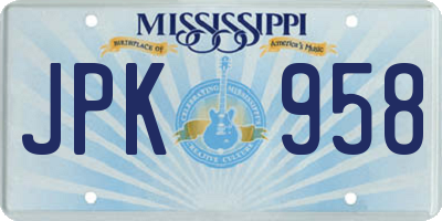 MS license plate JPK958