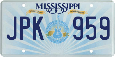 MS license plate JPK959