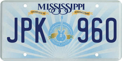 MS license plate JPK960