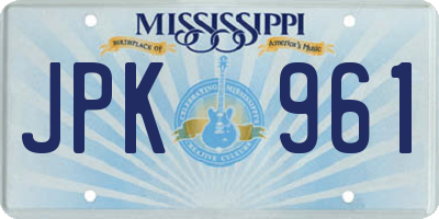 MS license plate JPK961