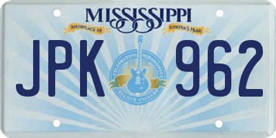 MS license plate JPK962