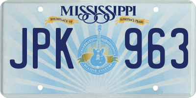 MS license plate JPK963