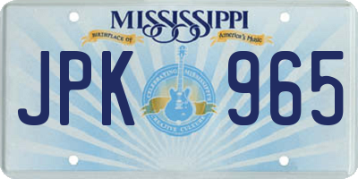 MS license plate JPK965