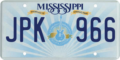 MS license plate JPK966