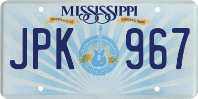 MS license plate JPK967