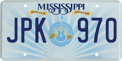 MS license plate JPK970