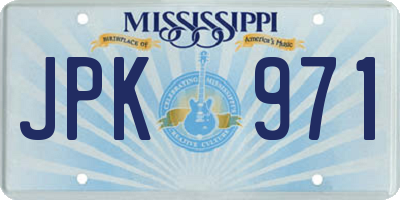 MS license plate JPK971