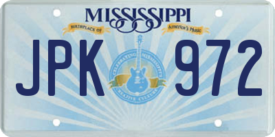 MS license plate JPK972