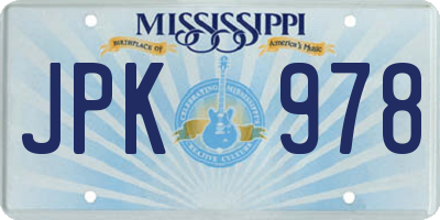 MS license plate JPK978