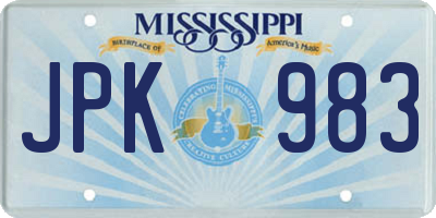 MS license plate JPK983