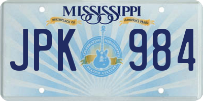 MS license plate JPK984