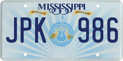 MS license plate JPK986
