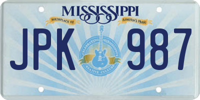 MS license plate JPK987