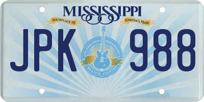 MS license plate JPK988