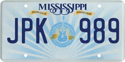 MS license plate JPK989
