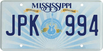 MS license plate JPK994