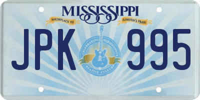 MS license plate JPK995
