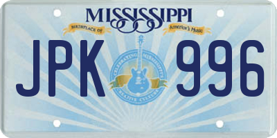 MS license plate JPK996
