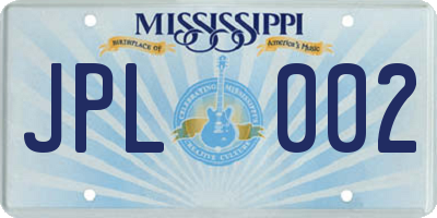 MS license plate JPL002