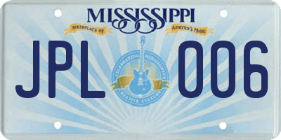 MS license plate JPL006
