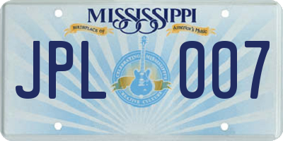 MS license plate JPL007